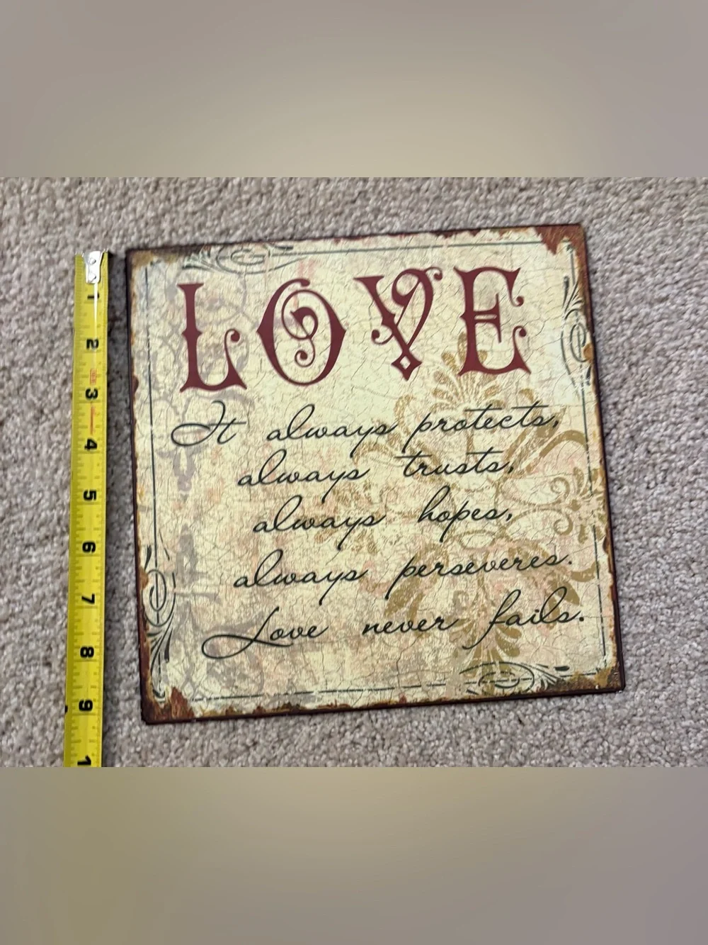 Distressed Metal Wall Decor 9”x9”